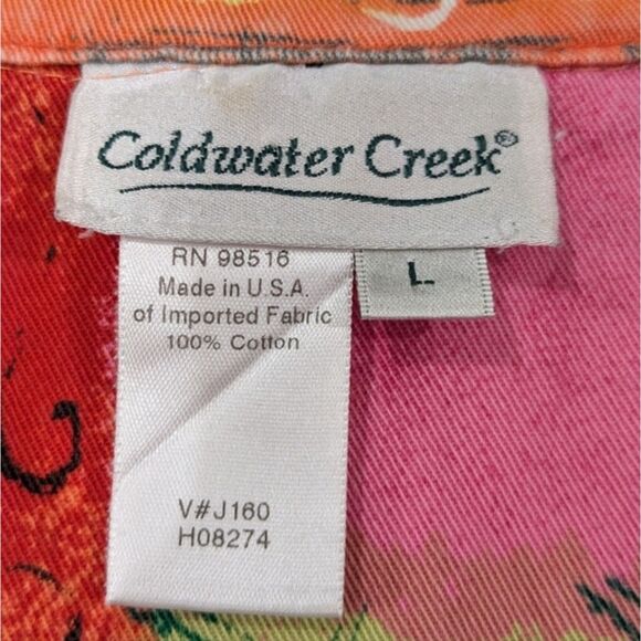 Coldwater Creek Cotton Jacket Multicolor Graffiti Artsy Collared Button Front L - Picture 9 of 10